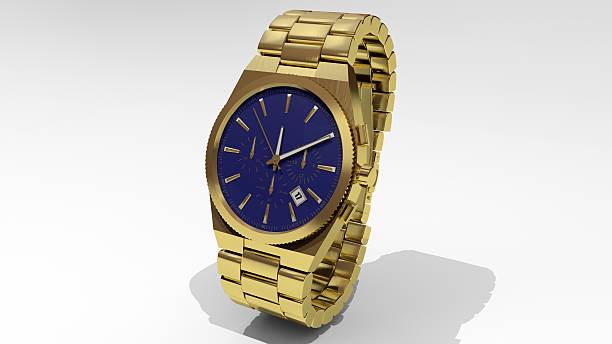istock Gold luxury wrist watch for men isolated on white background 538594018