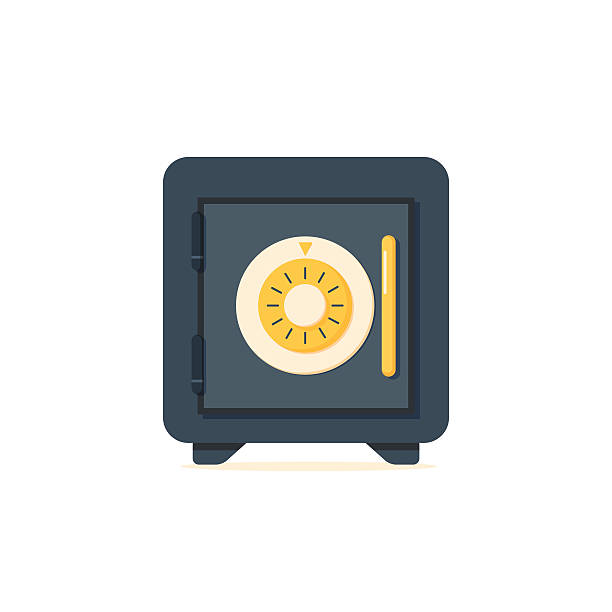 safe vector icon in a flat style. - kasalar ve kasa daireleri stock illustrations