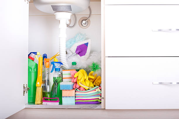 istock Cleaning supplies in kitchen cabinet 538602062