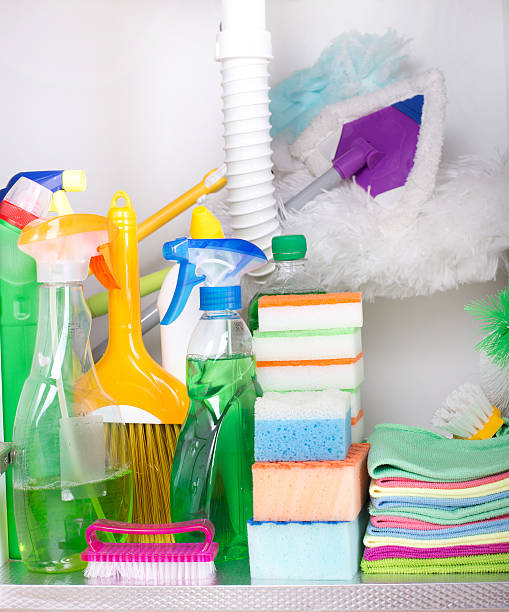 istock Cleaning supplies in kitchen cabinet 538602158