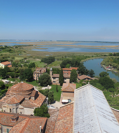 The buildings of Torcello and the Venetian Lagoon