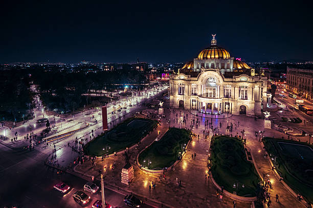 Mexico City's Downtown At Nighttime