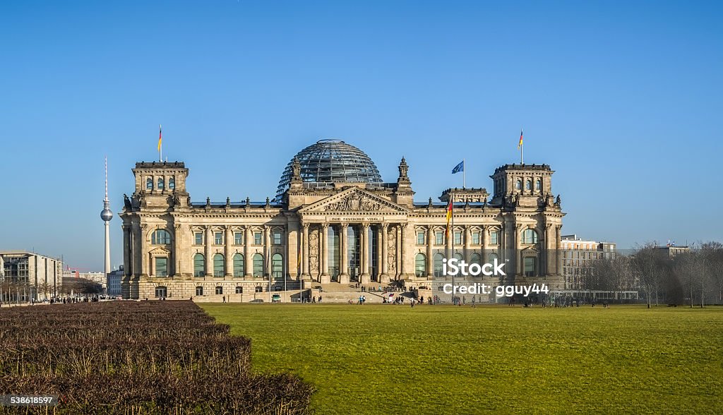 Reichstag building with TV tower in background Berlin, Germany 2015 Stock Photo