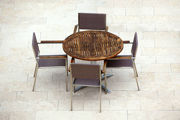 istock Outdoor summer cafe tables with chairs 538621937