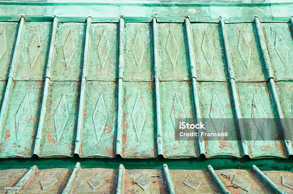 Detail of an old copper roof of the 18th century Detail of an old copper roof of the 18th century (Austria - Europe) Rooftop Stock Photo