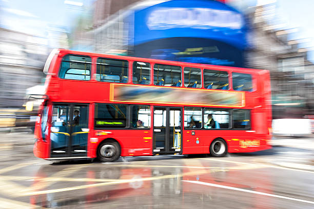 istock Motion Blurred Red London Double Decker Bus 538623413