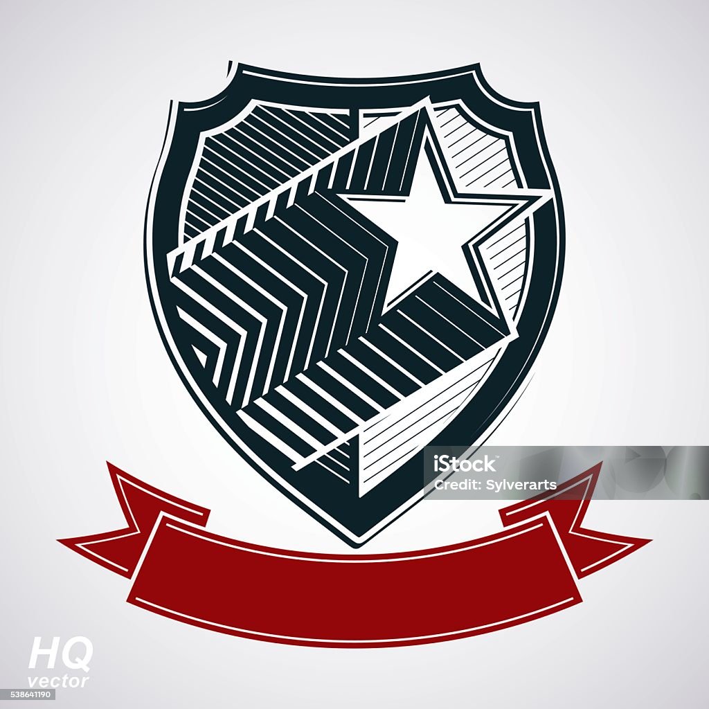 Lá Chắn Vector Với Ngôi Sao Sao Chổi Hình Ngũ Giác Và Ruy Băng ...