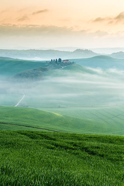 Morning in Crete Senesi, Tuscany Sunrise in Crete Senesi region, Tuscany, Italy crete senesi stock pictures, royalty-free photos & images