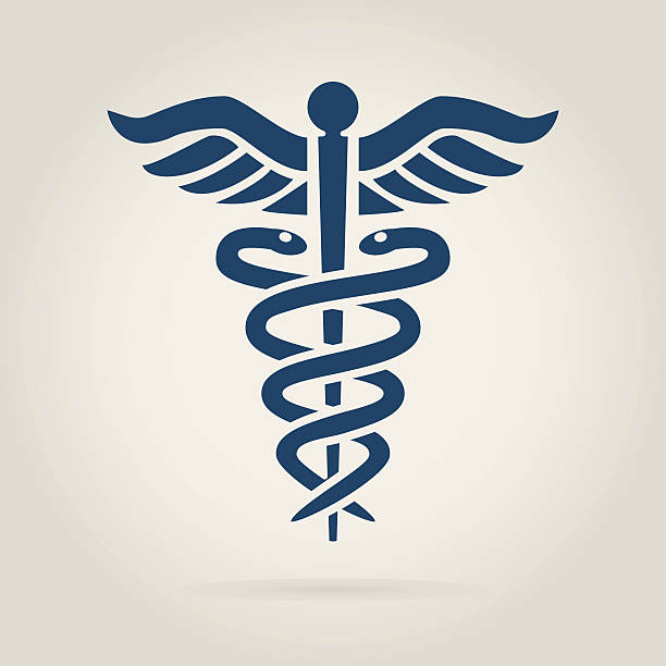 caduceus medical symbol caduceus medical symbol in dark blue color medical symbols stock illustrations