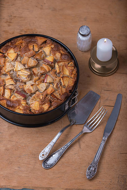 istock Homemade organic apple pie dessert with candle 538645417