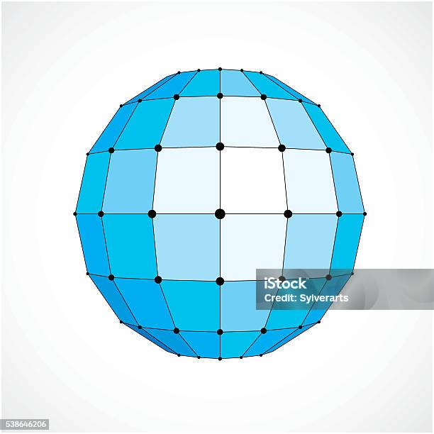 Vector Dimensional Wireframe Low Poly Object Spherical Blue Shape Stock ...