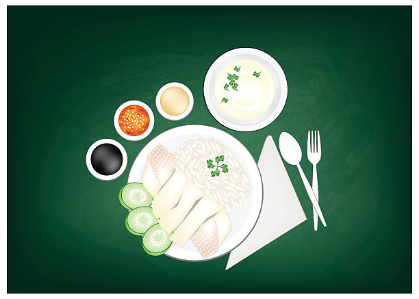 lokal kurczaka ryż zielony, która wygląda jak narysowana kredą na - indochina soup flag national flag stock illustrations