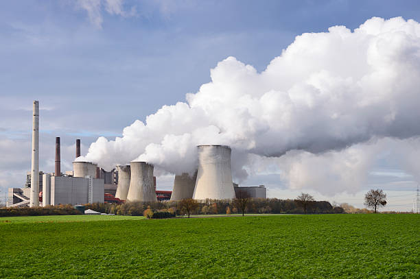 istock Coal burining power plant and lonely tree 538648357