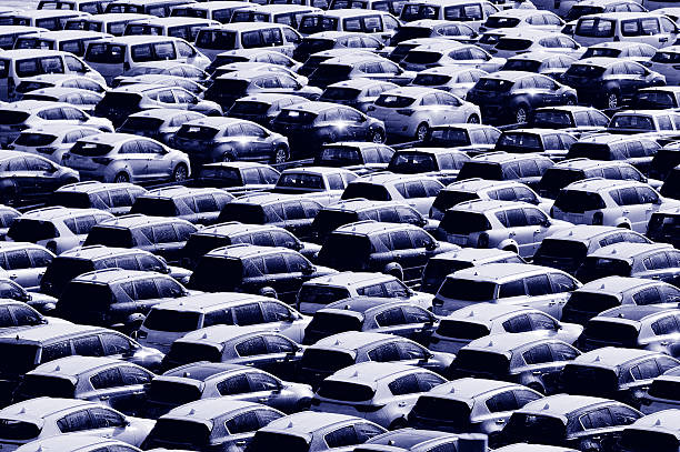 istock Many new cars abstract background texture 538648560