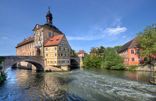 Bamberg City Hall, Germany Historical city hall of Bamberg on the bridge across the river Regnitz, Germany bamberg photos stock pictures, royalty-free photos & images