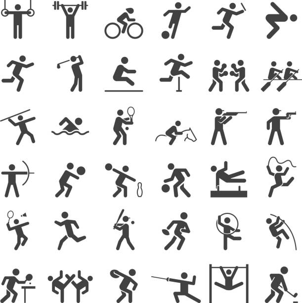 satz von sport-icons. - leichtathletik stock-grafiken, -clipart, -cartoons und -symbole