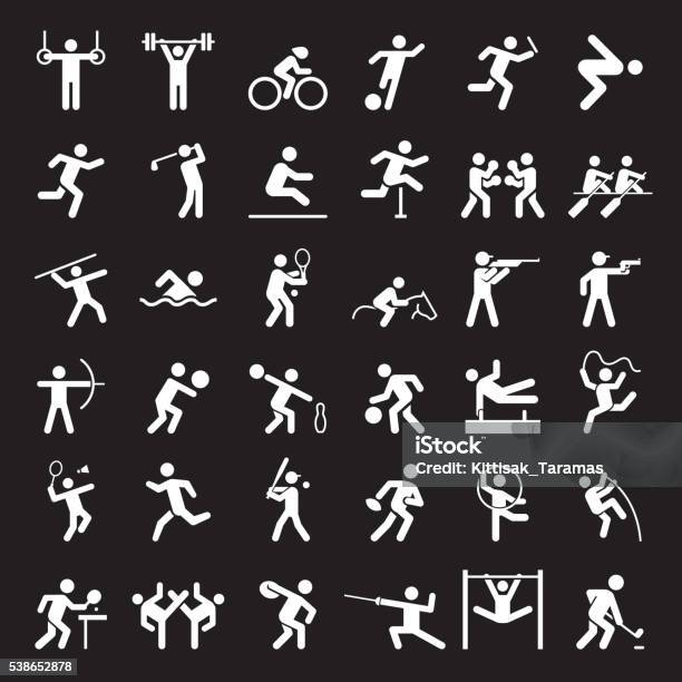 Set Of Sport Icons Stock Illustration - Download Image Now - Activity, Archery, Badminton - Sport
