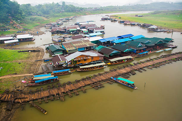 istock Houseboat and old wooden bridge 538654132