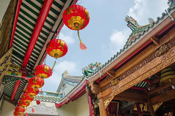 Chinatown  roof China Temple. Beautiful temples of China A place for prayer and blessings of Buddhist religious activity.