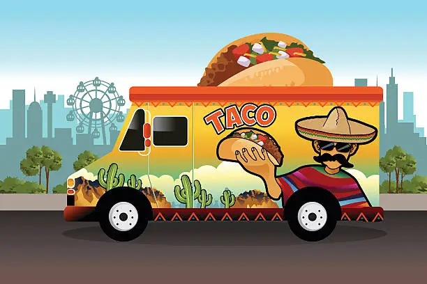 Vector illustration of Taco Food Truck