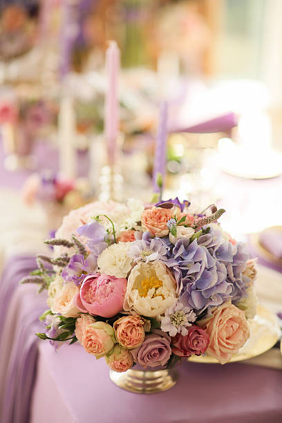 istock flower arrangement in silver bowl with pink peonies and hydrangea 538656158
