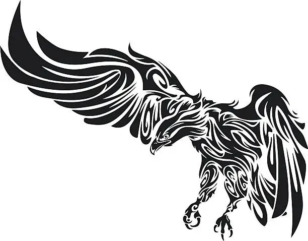 Vector illustration of Tattoo of an eagle. Men's tattoo. Women's tattoo.