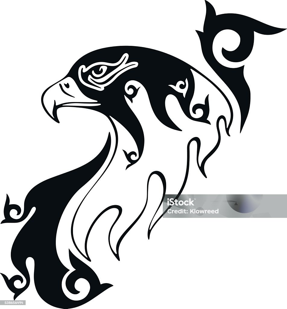 Tattoo of an eagle. Men's tattoo. Women's tattoo. Tattoo of an eagle. Vector illustration without transparency. Black tattoo. Line tribal tattoo. Men's tattoo. Women's tattoo. Abstract stock vector