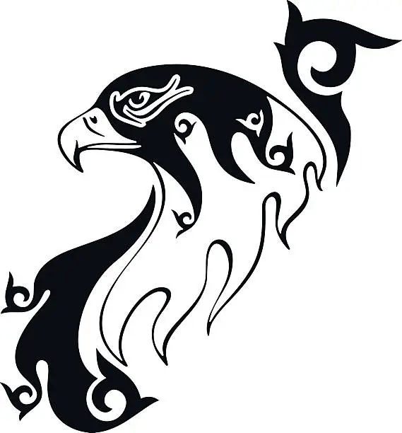 Vector illustration of Tattoo of an eagle. Men's tattoo. Women's tattoo.