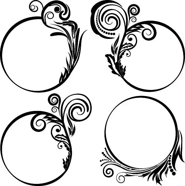 Vector illustration of Set patterned round frames.