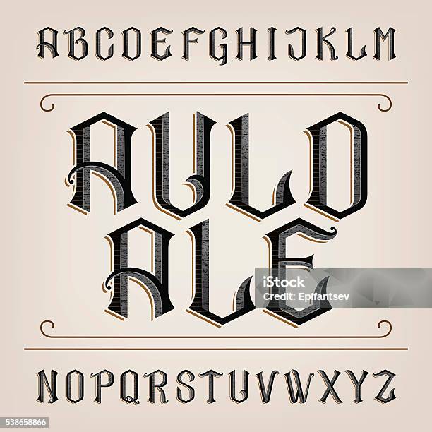 Old Alphabet Vector Font Stock Illustration - Download Image Now - Medieval, Typescript, Vector