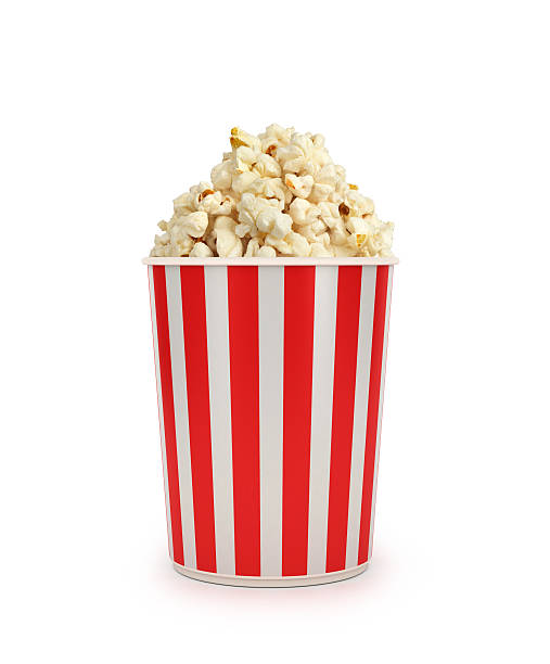 Popcorn in striped bucket