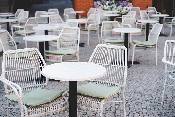 istock Cozy outdoor cafe with cane chairs 538662590