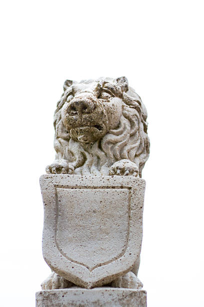 istock 19th-Century Stone Lion Garden Ornament; White Background 538665528