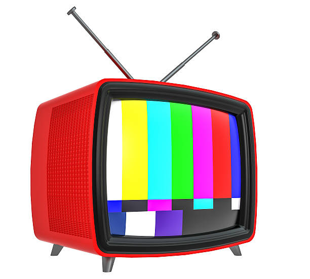 istock Illustration of old style red TV isolated on white 538666154