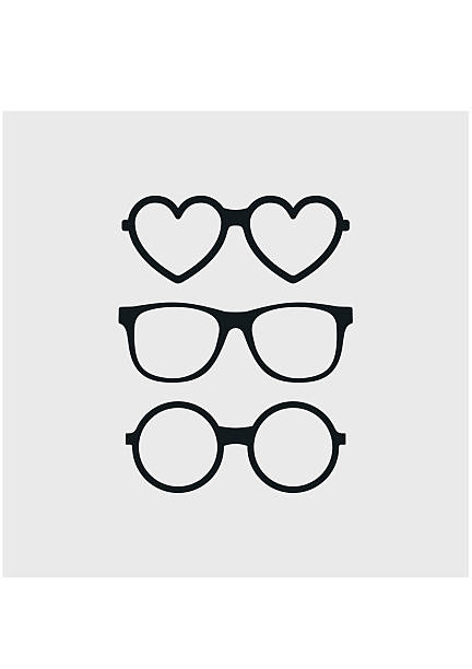 ein satz von speziell angefertigten gläsern icons. modische brillen. hipster-sonnenbrille - human eye glass eyesight sunglasses stock-grafiken, -clipart, -cartoons und -symbole