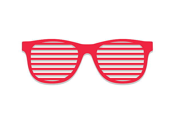 illustrazioni stock, clip art, cartoni animati e icone di tendenza di otturatore occhiali. concetto brindled/a intreccio occhiali da sole, estate dei giovani occhiali rosso. - brindled