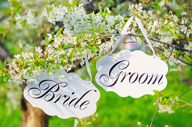 istock Bride and groom decoration boards 538667770