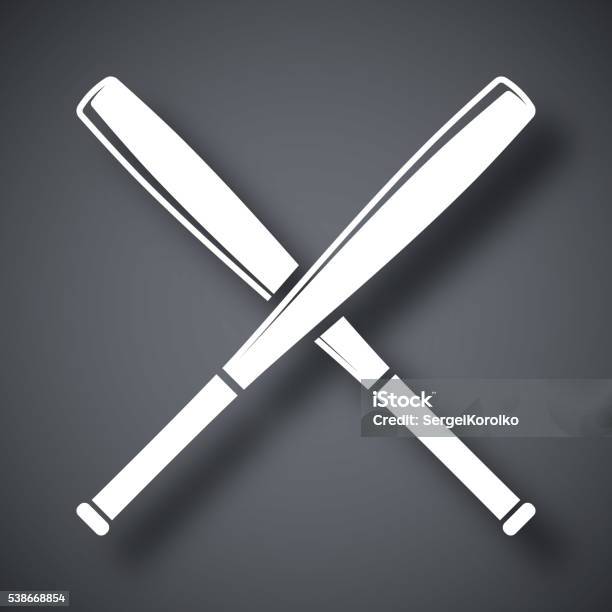 Vector Crossed Baseball Bats Icon Stock Illustration - Download Image Now - Baseball Bat, Equipment, Hitting