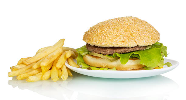 istock Hamburger and french fries isolated on white. 538669044