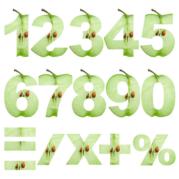 Numerals from fruit isolated stock photo