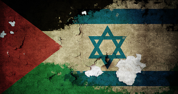 Flag of Palestine and Israel  