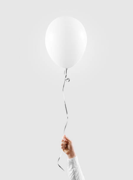 istock Hand hold blank white balloon mock up isolated. Baloon mockup. 538675926