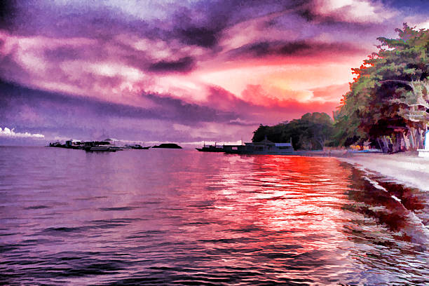 istock Orange sunset over sea, orange sunset picture 538678844