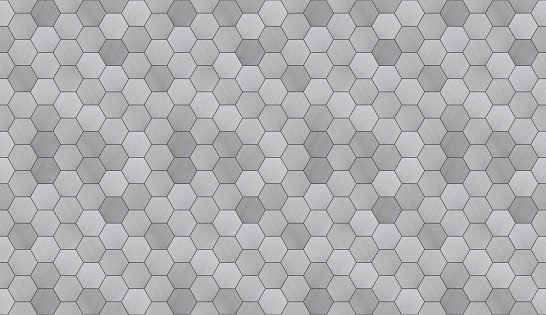 Hexagonal alunimun tiles as a high detail futuristic seamless background