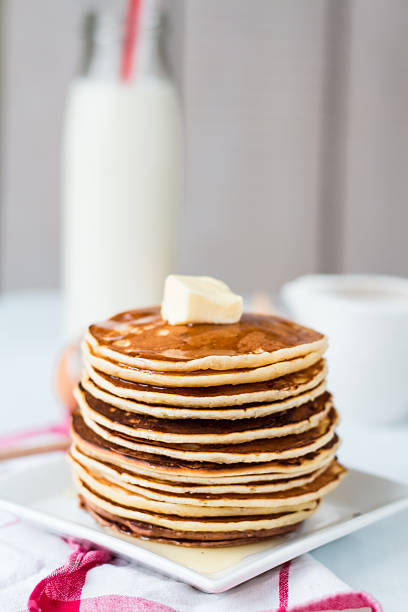 istock Pancake with butter, honey and milk, sweet breakfast 538681817