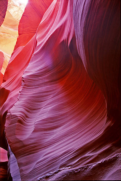lower antelope comme vu dans un slot canyon - natural landmark outdoors vertical saturated color photos et images de collection