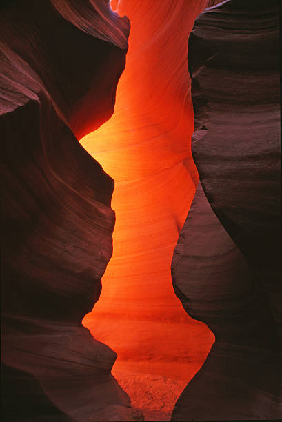 lower antelope comme vu dans un slot canyon - natural landmark outdoors vertical saturated color photos et images de collection