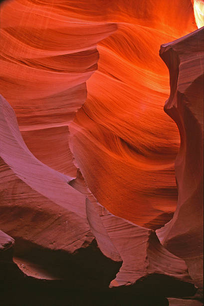 Lower Antelope Canyon as viewed within a slot canyon stock photo