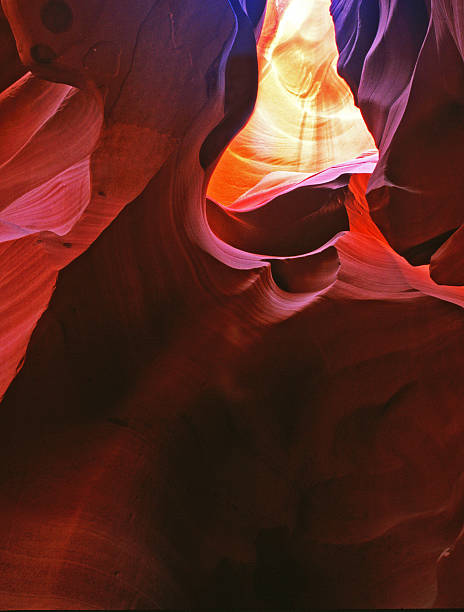 lower antelope comme vu dans un slot canyon - natural landmark outdoors vertical saturated color photos et images de collection