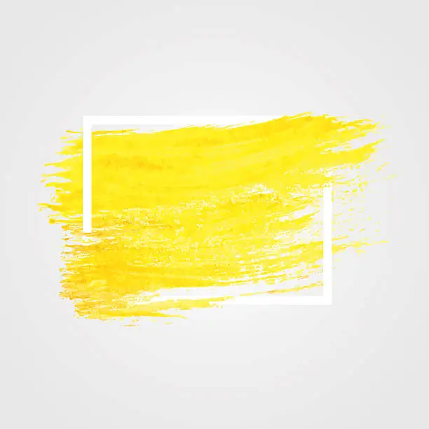 Vector illustration of Bright yellow vector brush stroke in frame